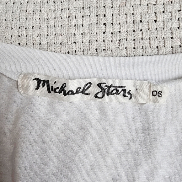 Michael Stars V-Neck Three Quater Split  Sleeves Tee Size OS - Picture 7 of 9